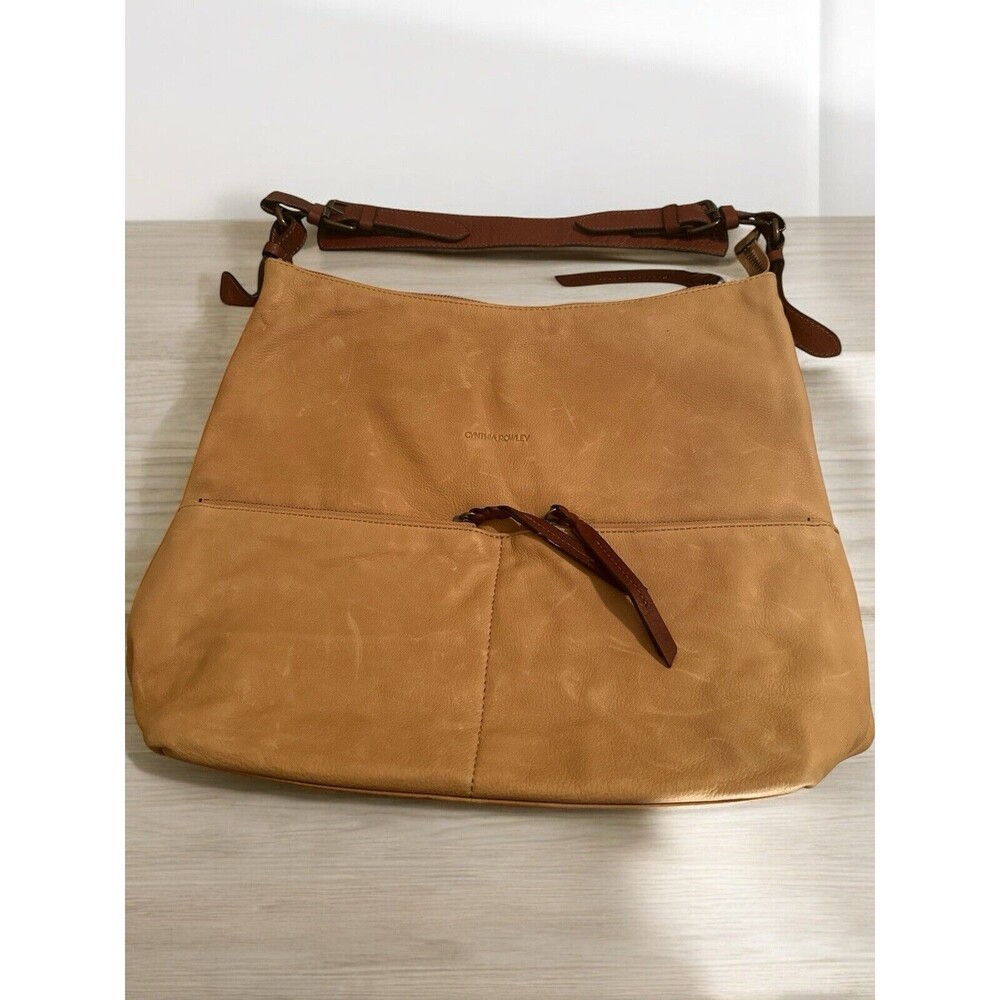 Genuine Cynthia Rowley Light and Dark Brown Leather Handle Handbag vtg